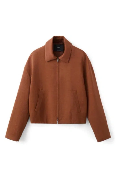 Mango Zip Jacket In Brown