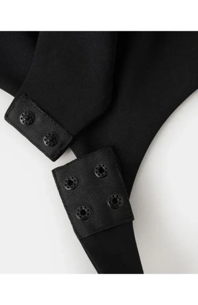 Mango Open Back Fitted Bodysuit In Black