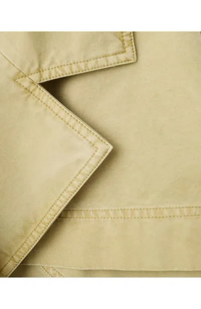 Mango Belted Denim Jacket In Green