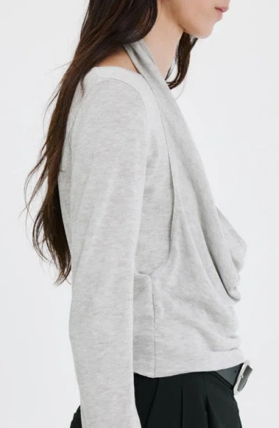 Mango Cowl Front Sweater In Gray