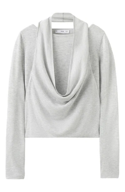 Mango Cowl Front Sweater In Gray