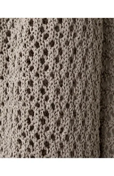 Mango Open Stitch Shawl In Gray