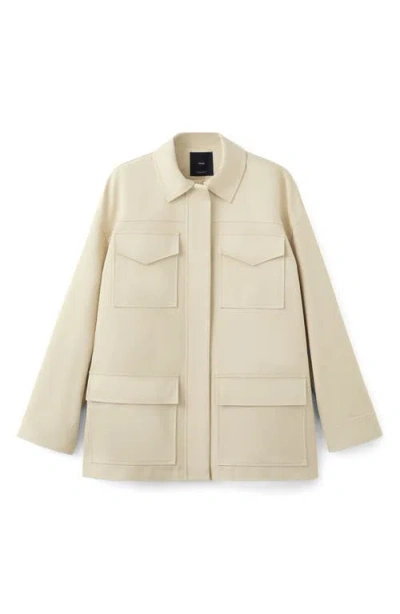 Mango Oversize Cotton Jacket In Neutral