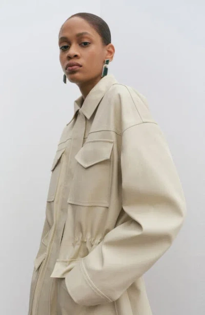 Mango Oversize Cotton Jacket In Neutral