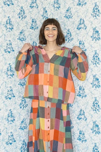 Ace & Jig Daryl Button Front  Raglan Blouse In Multi