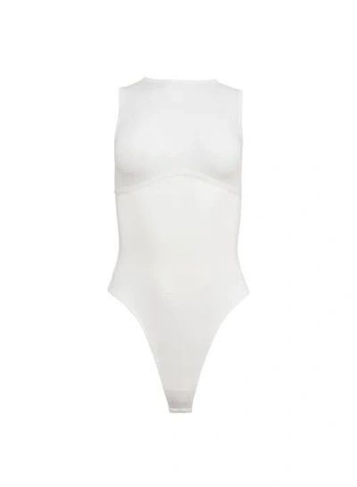 Fleur Du Mal Hourglass Rib Thong Bodysuit Ivory In White