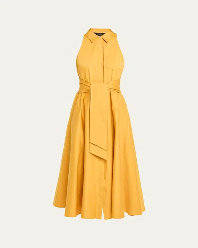 Toccin Chelsea Sleeveless Tie-front Midi Shirtdress In Yellow