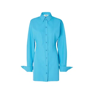 Fendi Chemisier Dress With Long Sleeves In Blue