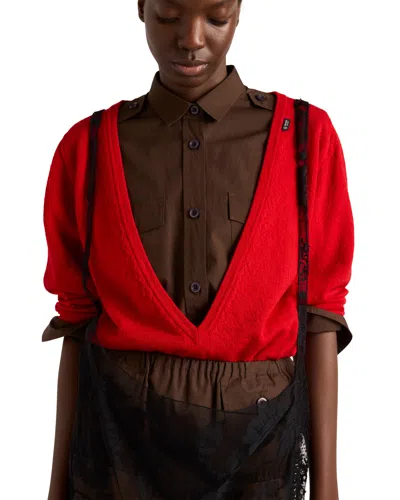 Prada Pullover Aus Kaschmir Mit V-ausschnitt In Red