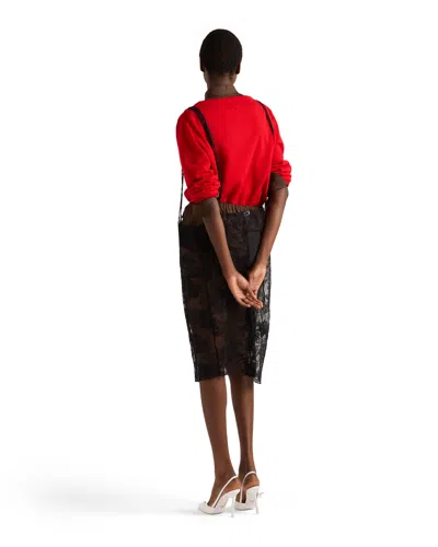 Prada Pullover Aus Kaschmir Mit V-ausschnitt In Red