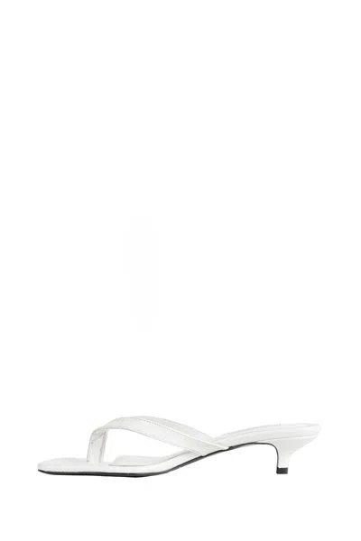 Totême Off-white Croco-embossed Leather Heeled Flip-flop Sandals