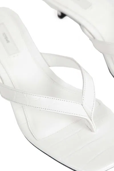 Totême Off-white Croco-embossed Leather Heeled Flip-flop Sandals