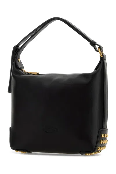 Tod's Metal Dots Mini Leather Shoulder Bag In Black