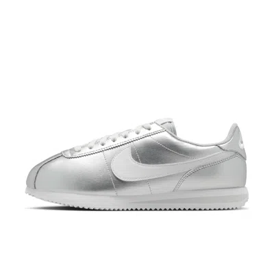 Nike Cortez Metallic Sneaker In Silver