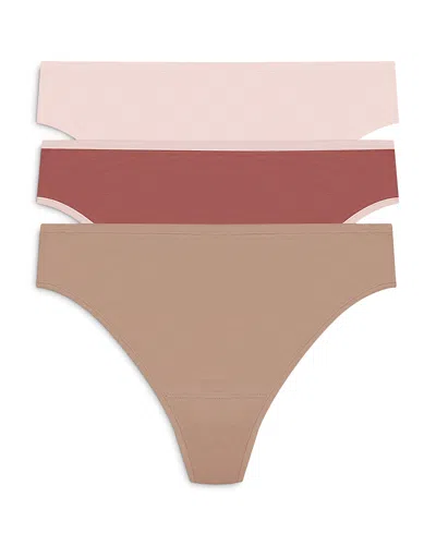 Natori Bliss Bare Cotton Thong 3-pack In Multi