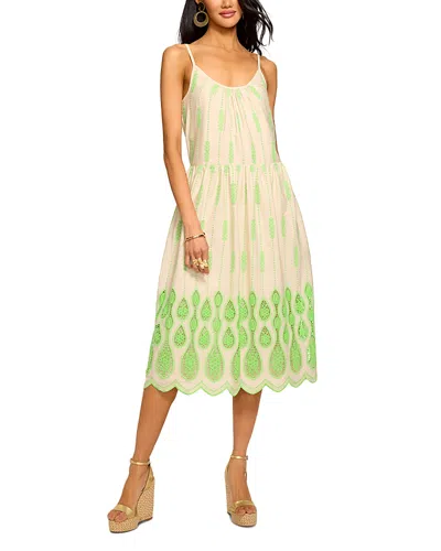 Ramy Brook Sandra Embroidered Lace Inset Border Dress In Green