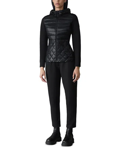 Mackage Agatha Black Quilted Mixed-media Hooded Jacket
