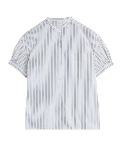 Aspesi Cotton Poplin Shirt With Mandarin Collar In Gray