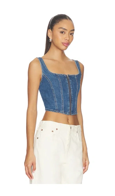 Levi's Seamed Zip Bustier Top In Blue