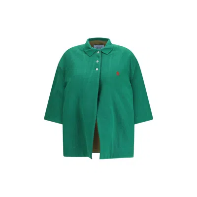 Prada Bicolor Polyethylene Biker Jacket In Green