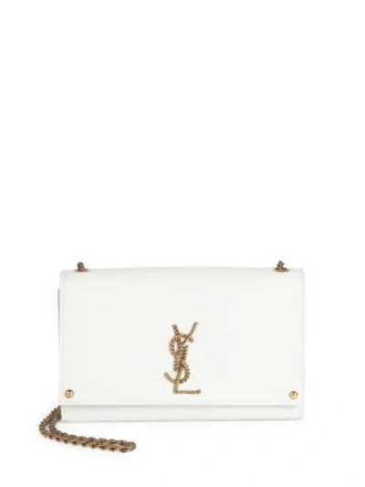 Saint Laurent Medium Kate Monogram Leather Chain Shoulder Bag In White