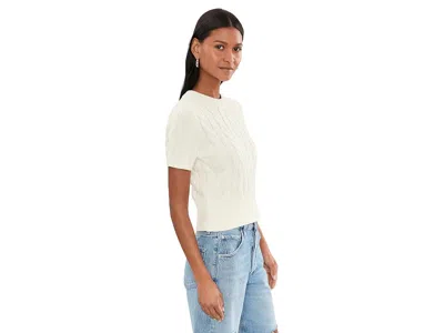 525 America Sky Cable Crew Neck Pullover In White