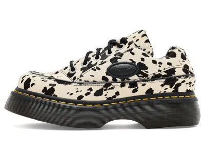 Dr. Martens Buzz 5-eye Dalmatian Hair On Leather Shoes In White