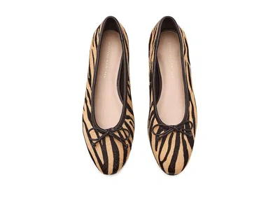 Loeffler Randall Noelle Bow-detailed Leather-trimmed Zebra-print Calf Hair Ballet Flats In Animal Print