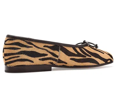 Loeffler Randall Noelle Bow-detailed Leather-trimmed Zebra-print Calf Hair Ballet Flats In Animal Print