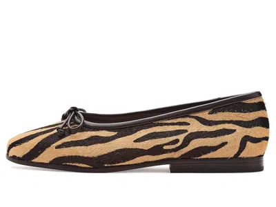 Loeffler Randall Noelle Bow-detailed Leather-trimmed Zebra-print Calf Hair Ballet Flats In Animal Print