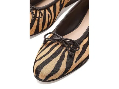 Loeffler Randall Noelle Bow-detailed Leather-trimmed Zebra-print Calf Hair Ballet Flats In Animal Print
