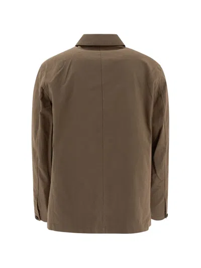 Vince Button-front Patch-pocket Jacket In Brown