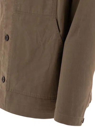 Vince Button-front Patch-pocket Jacket In Brown