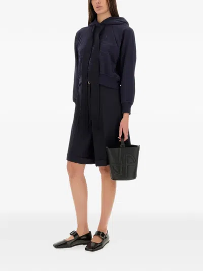 Patou Black Solid Shorts In Blue