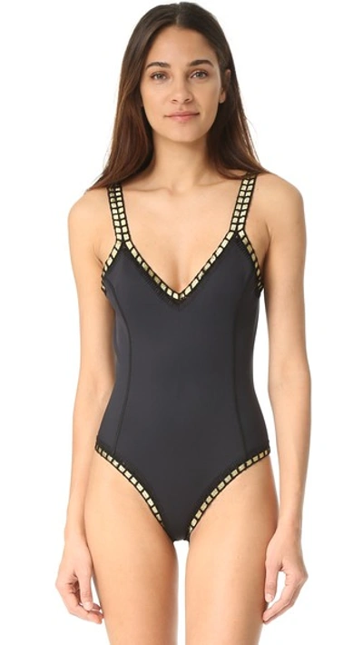 Shop Kiini Chacha Scoop Swimsuit In Black/gold