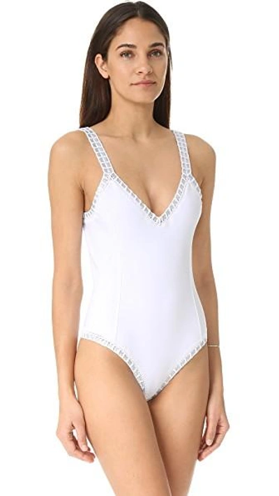 Shop Kiini Valentine Scoop Swimsuit In White/silver