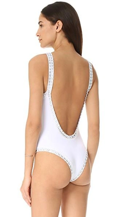Shop Kiini Valentine Scoop Swimsuit In White/silver