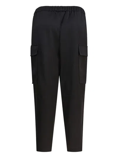 Semper Blue Polyester Trousers In Black