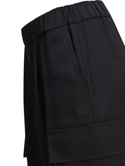 Semper Blue Polyester Trousers In Black