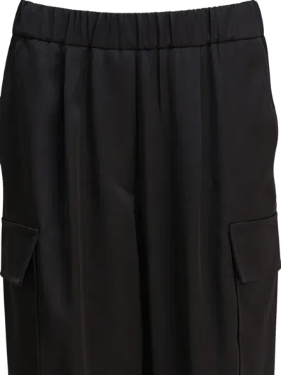 Semper Blue Polyester Trousers In Black