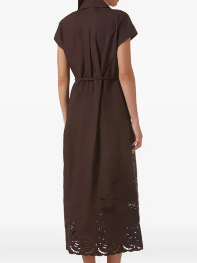 Clea 키야 자수 미디 드레스 In Brown