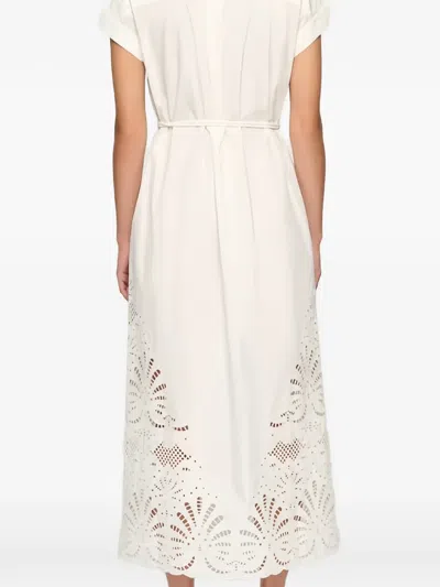 Clea 키야 자수 미디 드레스 In White