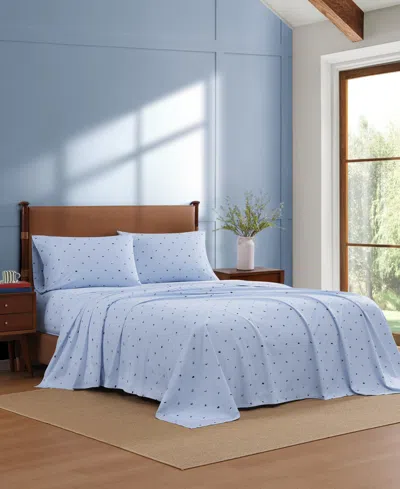 Tommy Hilfiger Printed 200-thread Count Cotton Percale 4-pc. Sheet Set, Full In Blue