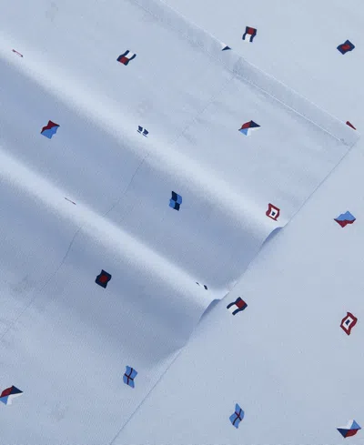 Tommy Hilfiger Printed 200-thread Count Cotton Percale 4-pc. Sheet Set, Full In Blue