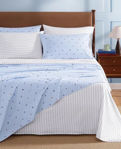 Tommy Hilfiger Printed 200-thread Count Cotton Percale 4-pc. Sheet Set, King In Gray