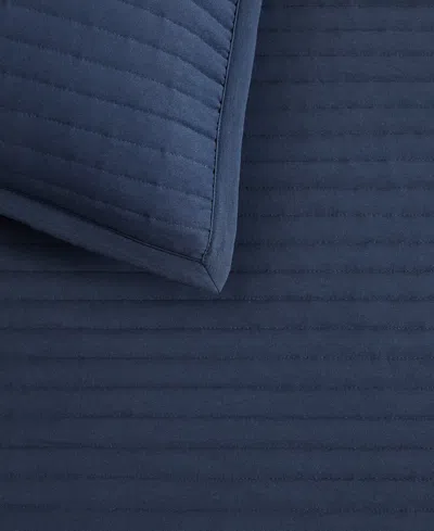 Tommy Hilfiger Solid Washed Microfiber 3-pc. Quilt Set, Full/queen In Blue