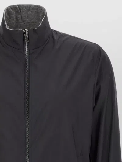 Herno Reversible Bomber Jacket Elasticated Hem Collar In Gray