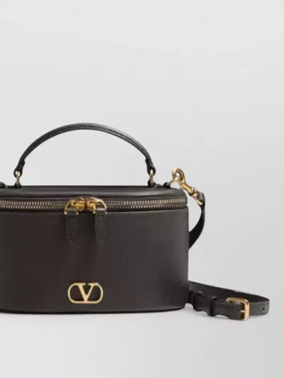 Valentino Garavani Vlogo Signature Mini Vanity Bag In Grainy Calfskin Woman Black Uni