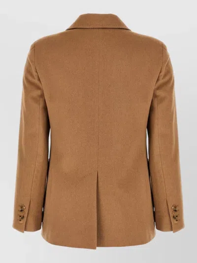Max Mara Belluno Blazer Notch Lapel Front Pockets In Brown