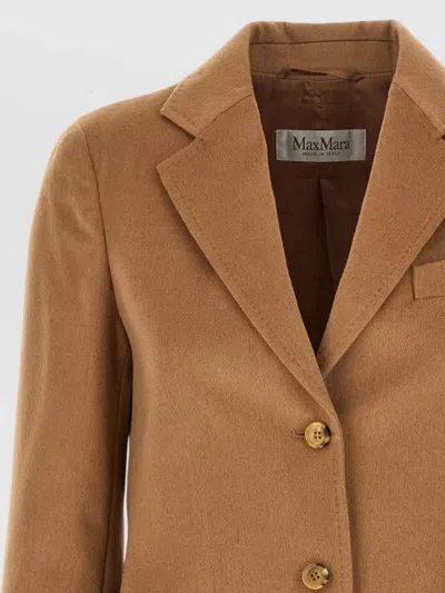 Max Mara Belluno Blazer Notch Lapel Front Pockets In Brown